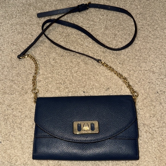 Michael Kors Crossbody Bag Size OS Color Blue Gold - Picture 2 of 13